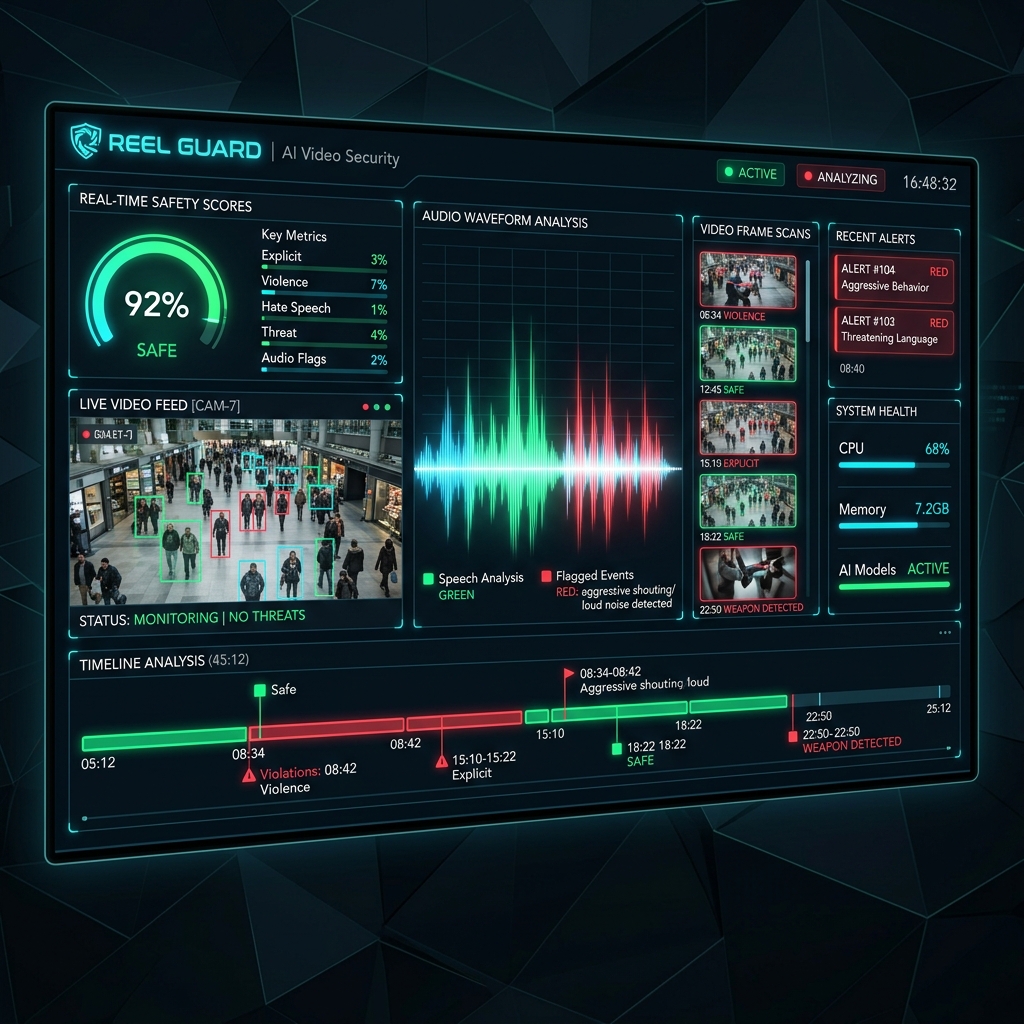 Reel Shield AI Dashboard Mockup